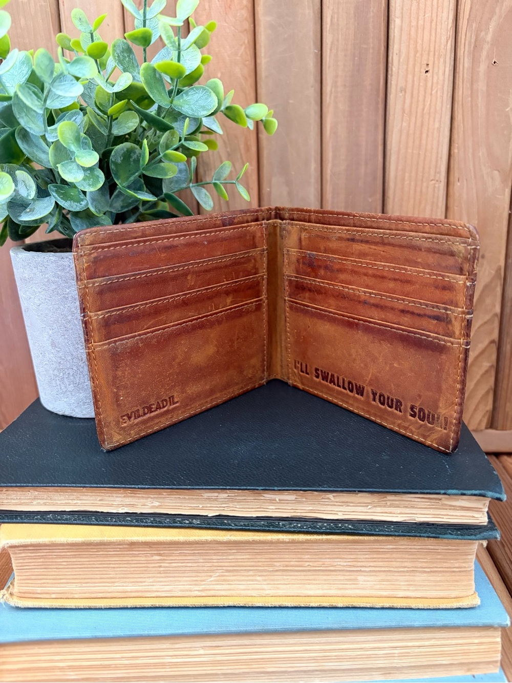 Evil Dead II Distressed Leather Wallet, Horror Movie Merch, Cult Film Collectors